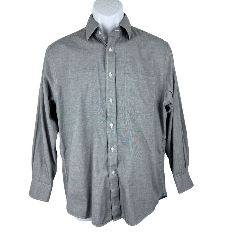 Nordstrom Button Down Shirt Men 15/32 Grey Long Sleeve Cotton Traditional Fit